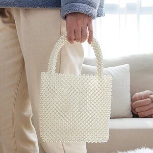 Neiman Marcus SIlk-Lined Pearl Clutch Purse